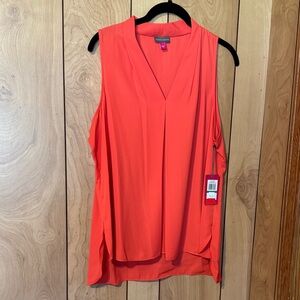 Vince Camuto Vibrant Sleeveless V-Neck Blouse - Orange